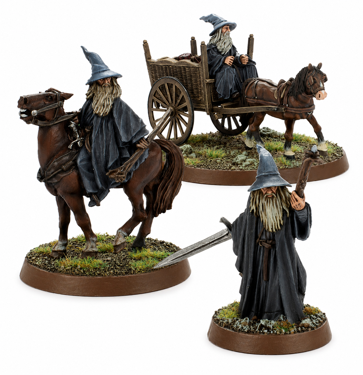Gandalf the Grey Foot, Mounted and on Cart