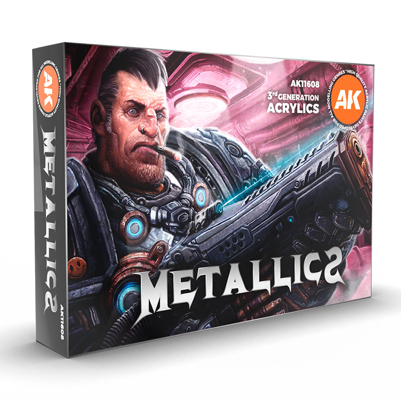 Färg set från AK med flera metallic färger till figur målning som Warhammer och DnD - Draklunden