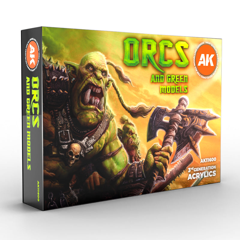 Färg paket med de viktigaste gröna nyanserna från AK interactive till figur och warhammer målning - Draklunden