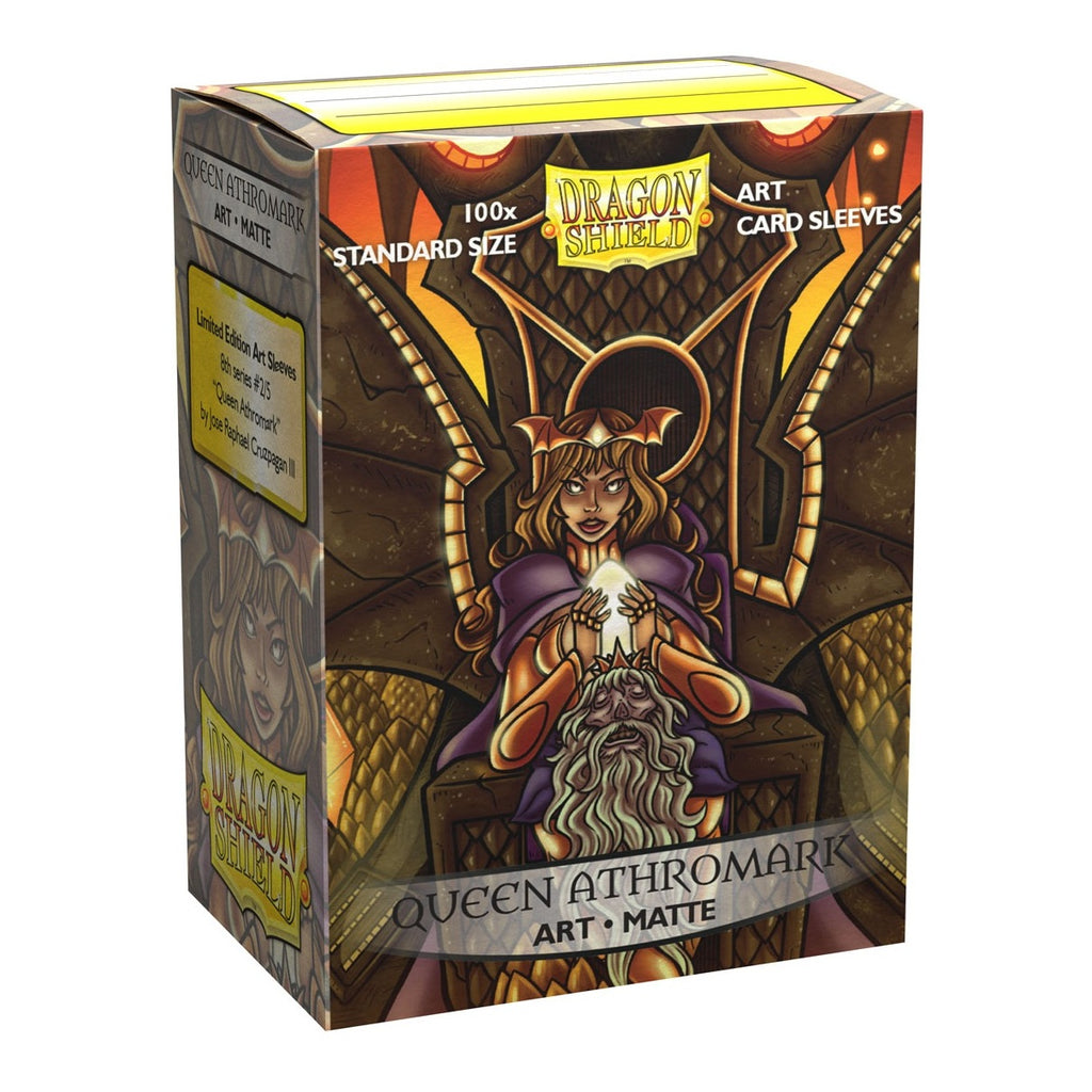 Queen Athromark porträtt på dessa sleeves från Dragon Shield för Magic och andra spel kort som Pokemon - Draklunden