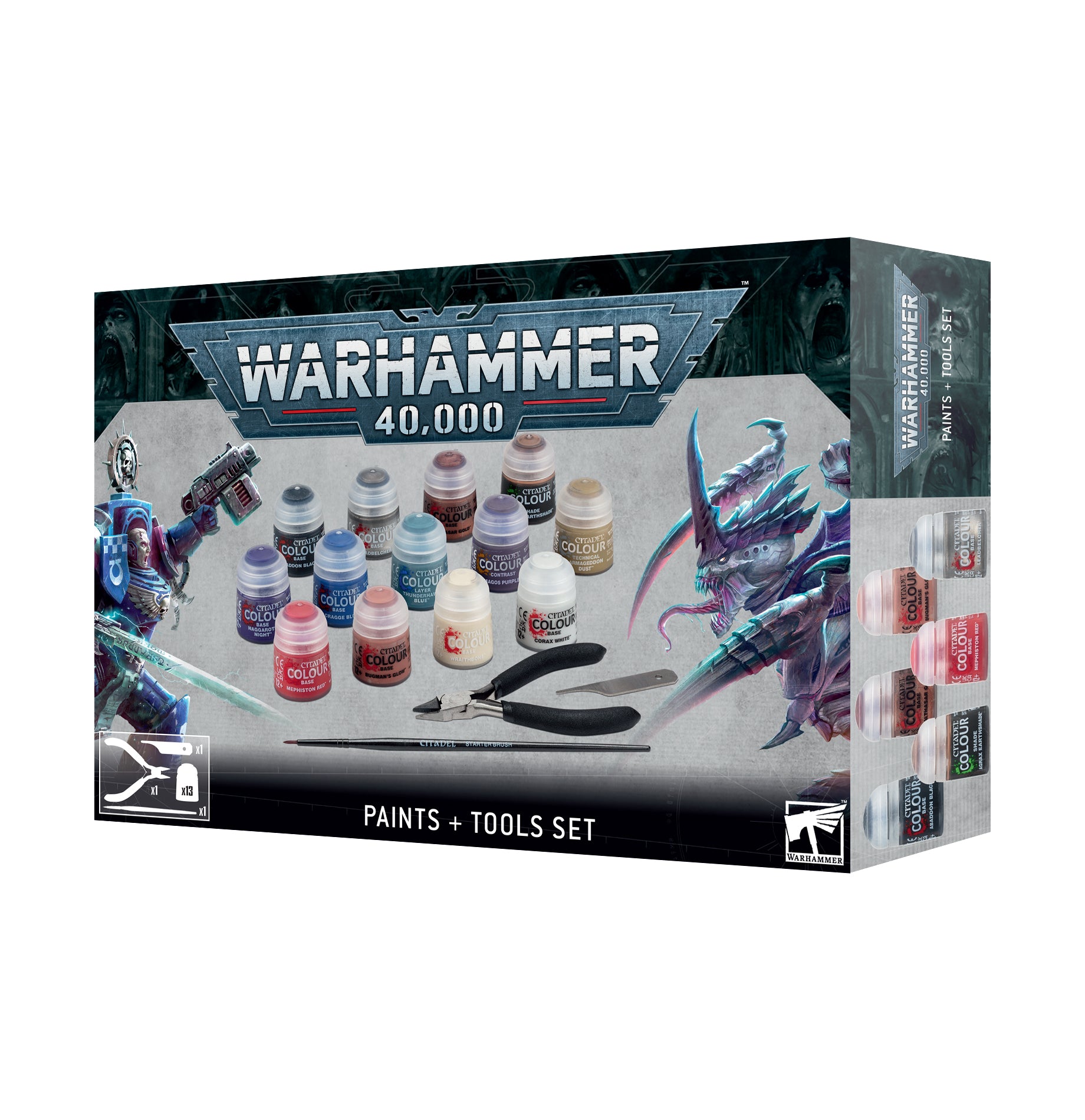 Start låda med färger för Warhammer 40k och bas verkygen. Allt du behöver för att komma igång med dina modeller - Draklunden
