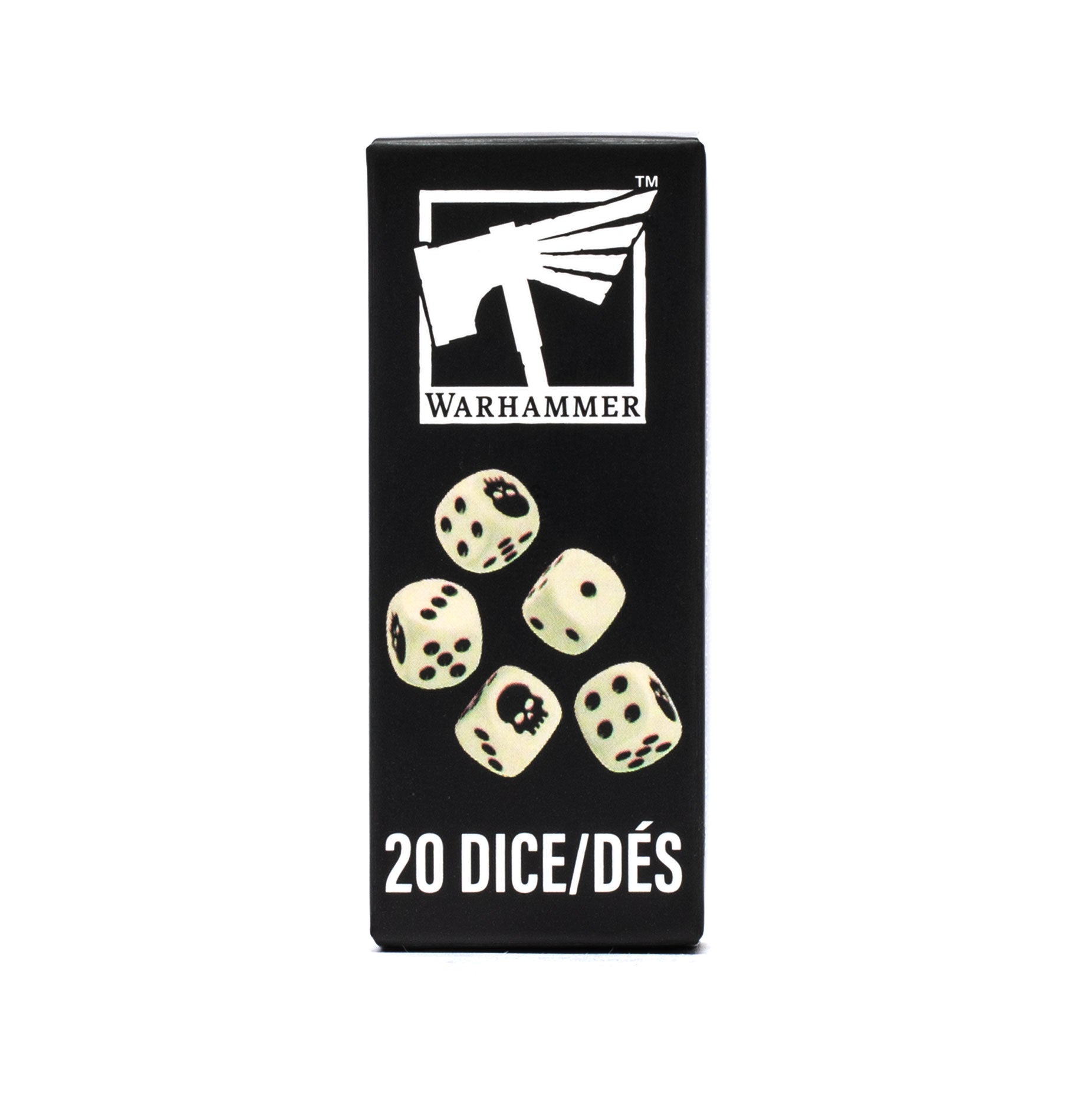 Standard tärningar för Warhammer spelen som finns. 20st D6 tärningar med döskalle - Draklunden